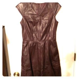 Brown burgundy leather dress